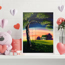 DIY Hand Painted Paint By Numbers Oil Canvas Pictures Evening Cabin Ornament Kit