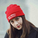 MAGA Donald Trump Hat Winter Knit Red Beanie Make America USA Again Cap T4S9