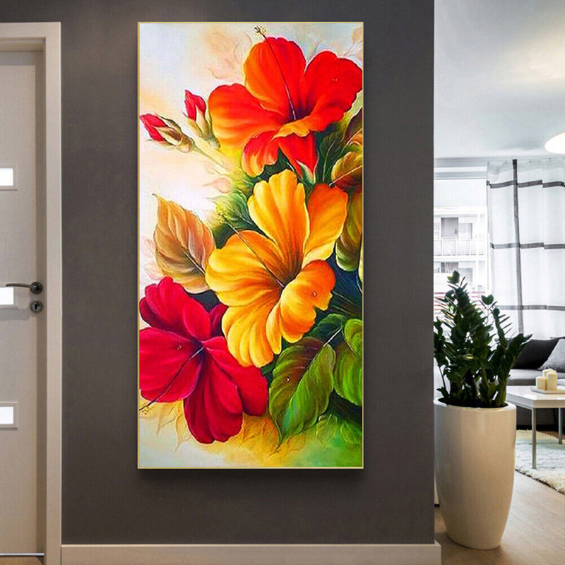Flower Oil Paint By Numbers Kits Canvas Picture DIY Wall Art Craft Coloring
