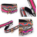 Winding Weaved Jewelry Bracelet Alloy Women Crystal Wristband(White)