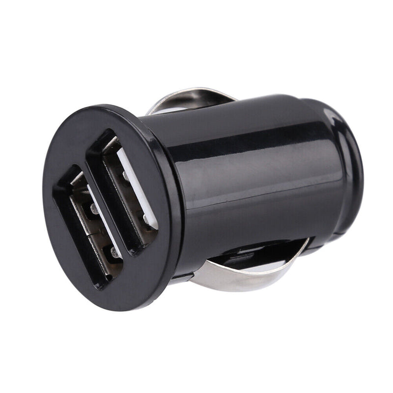 Mini Car Charger 2.4A Dual USB Charger Fast Charging Phone Adapter (Black) Newly