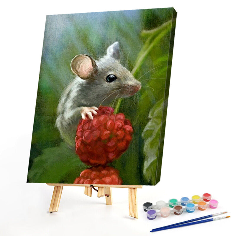 Raspberry-picking Mice Frameless Oil Paint By Numbers Hand Painted Art Picture