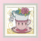 Teacup Cross Stitch Kit 14CT Stamp Embroidery DIY Needlework (J357 15x15cm)