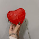 Love Heart Crossbody Handbag Women Kids Leather Small Shoulder Bags (Red)