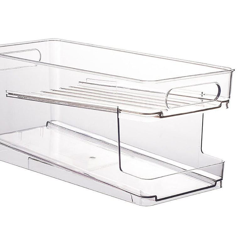 Beer Soda Storage Box 2 Layer Refrigerator Auto Rolling Beverage Can Racks Newly