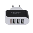 3USB EU Plug LED Mobile Phone Charger Multi-Head Travel Charger(2A)(Black)