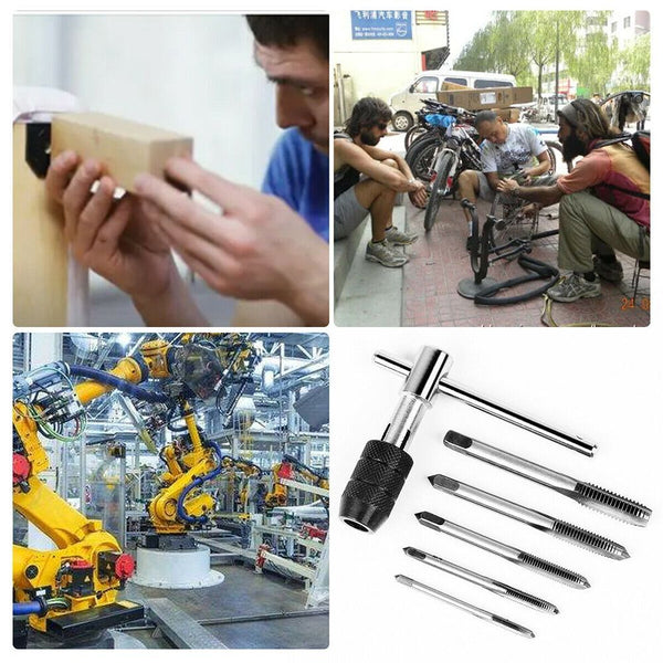 Drill Bit Tap Drill Wrench Screw Thread Taps T-Wrench Reamer Hand Tap Set