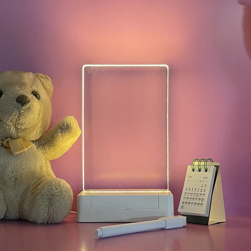 Korean Transparent Acrylic Message Board with Pen Lamp Luminous DIY Night Lig