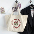 Women Canvas Shoulder Bags Letter Tulip Prints Large Capacity Lady Tote Handbags