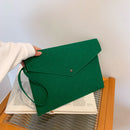 Women Felt Solid Color Envelop Bag Large Capacity Clutch Bags (Green)