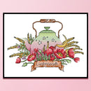 Partial Embroidery Teapot Stamped Canvas 14CT DIY Cross Stitch Kits (J534) Newly
