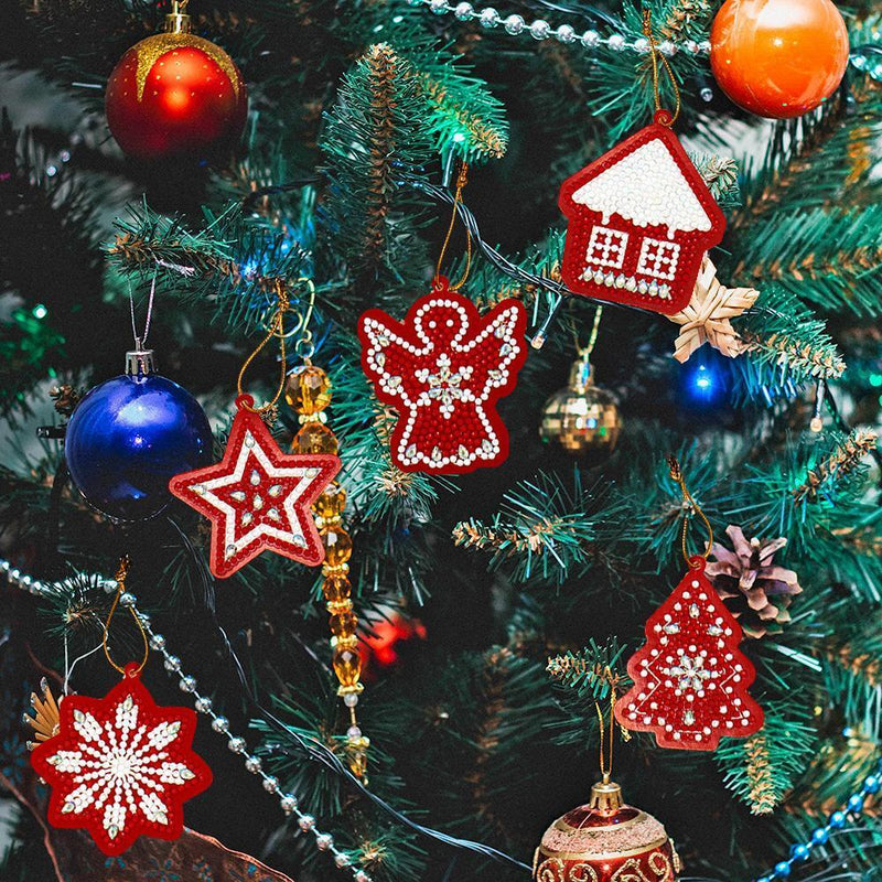 10pcs Single-side Special Shape Diamond Painting Handmade Christmas Tree Pendant