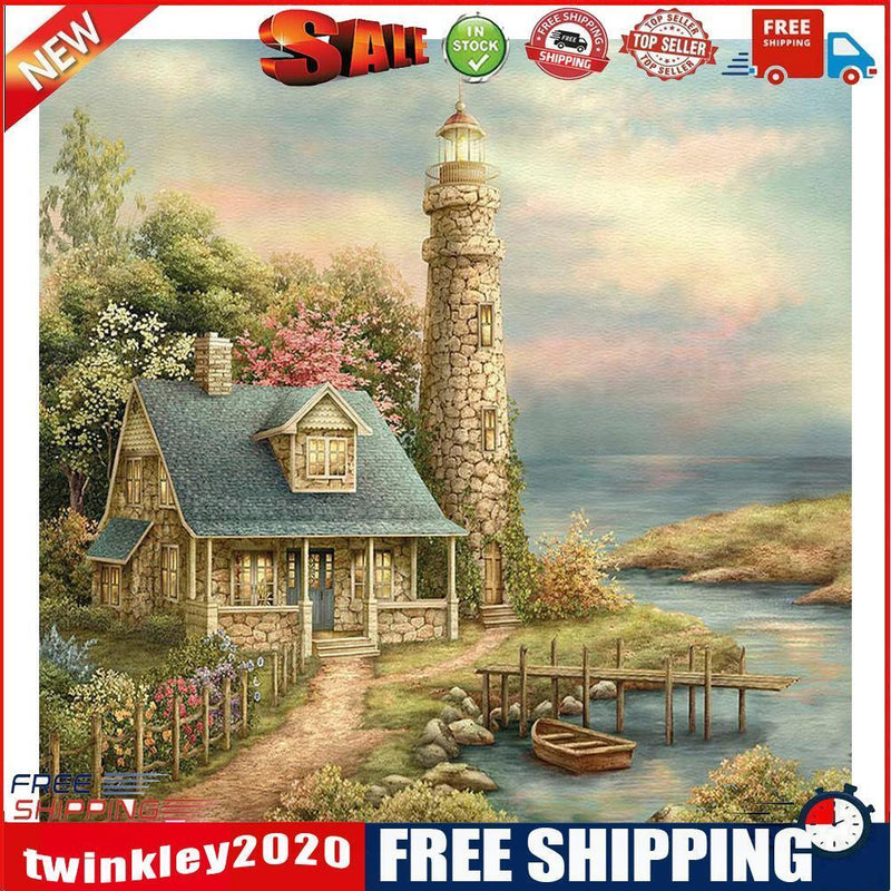 DIY Paint By Number Kit Seaside Villa House No Frame for Home Art Decor
