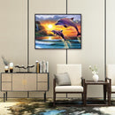 16x12 inch Full Round Diamond Painting Sunset Dolphin Mosaic Rhinestone Picture
