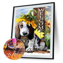 5D DIY Diamond Painting Full Round Drill Welcome Dog Wall Decor Rhinestone Art