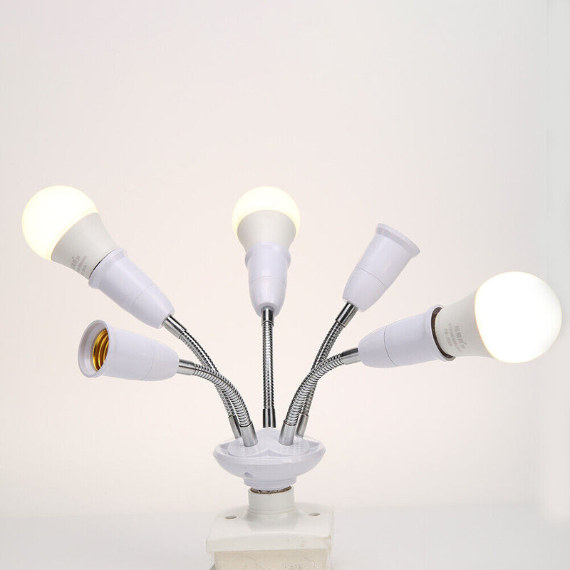 Adjustable E27 Lamp Holder for LED Light Adapter Multi-conversion (5-head) Newly