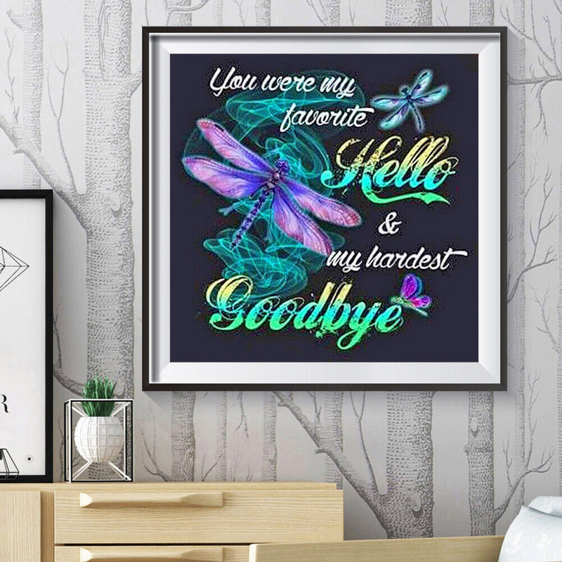 5D DIY Diamond Dragonfly Full Round Drill Mosaic Wall Art Picture of Rhinestone