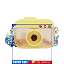 Water Bottle with Straw Camera Shape Cup Adjustable Shoulder Strap (Yellow)