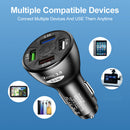 4 Ports USB QC3.0 Charger 50W 7A Auto Fast Charging Adapter in Car (Black) Newly