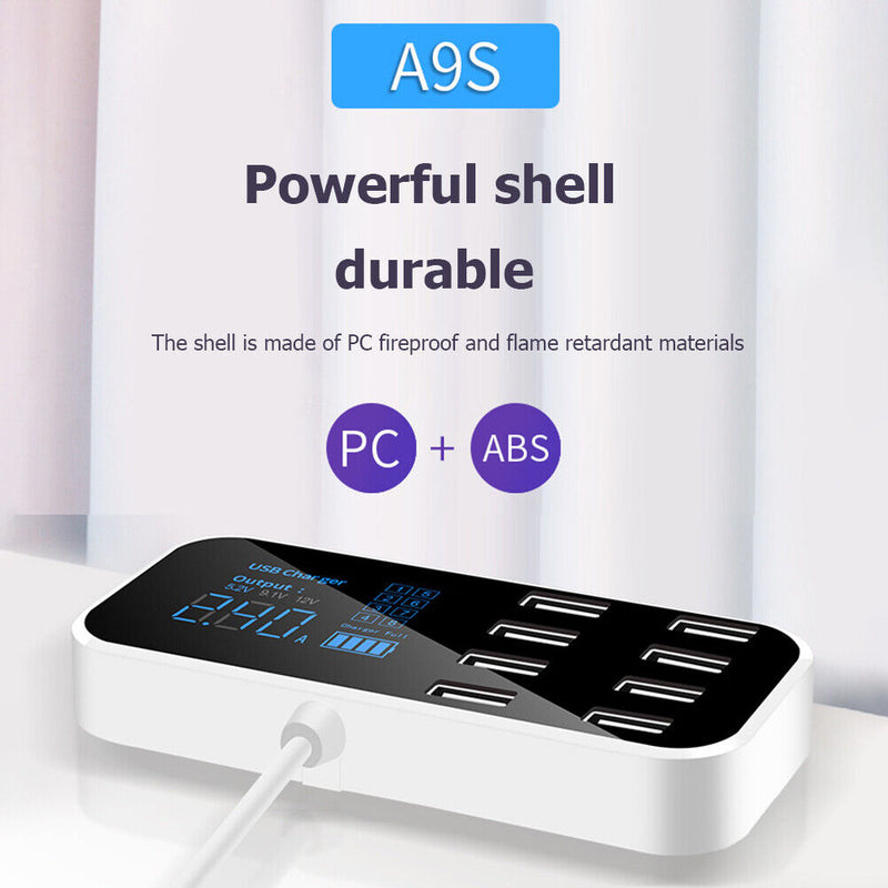 8 Ports USB Mobile Phone Chargers 12-24V Car Charging Station Hub Adapter