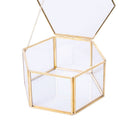 Hexagon Transparent Glass Jewelry Box Wedding Ring Earrings Holder (Square)