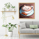 5D Diamond Painting Kit Coffee Kitten Full Round Drill Rhinestone DIY Wall
