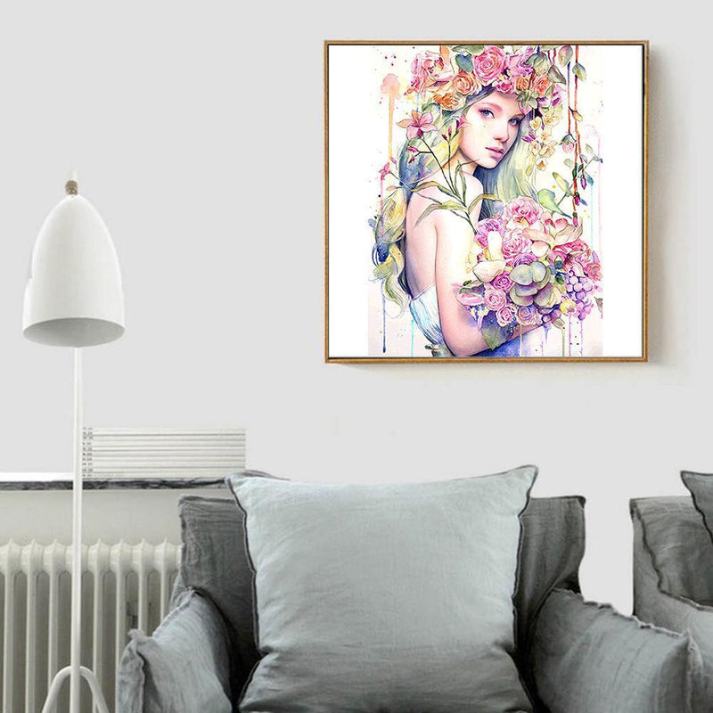 2pcs Diamond Painting Kit girl Full Round Rhinestone Wall