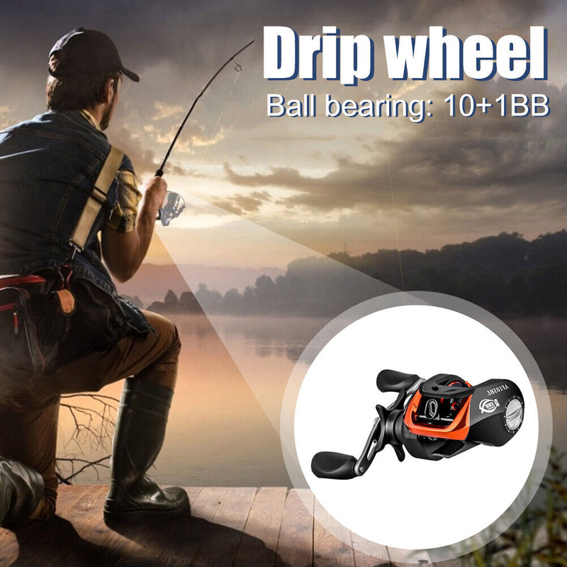 #A 6.3/1 Gear Ratio 10+1BB Low Profile Baitcasting Fishing Reel Raft Fishing Tac