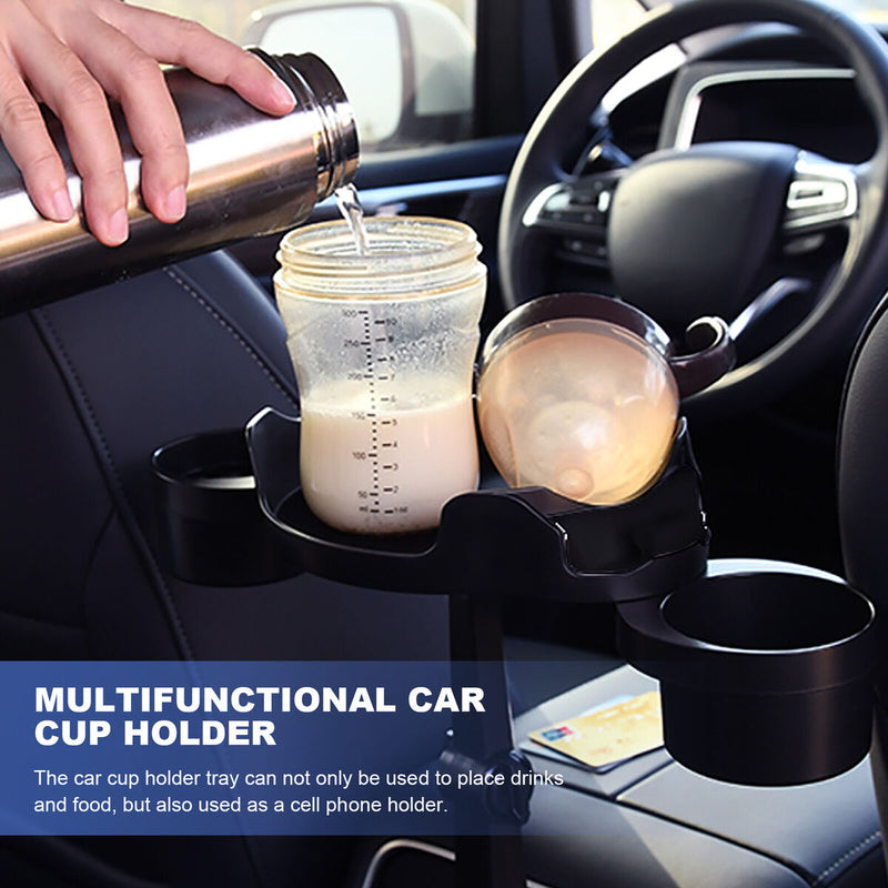 Vehicle Organizer for Drinks Rotation Function Convenient Tray with Cup Holders