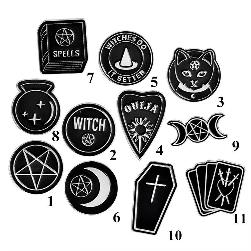 Witches Cartoon Dripping Oil Spells Brooch Clothes Lapel Pin Badge Enamel Pins