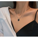 Black Crystal Necklace Heart-Shaped Pendant Clavicle Chain Choker Accessories