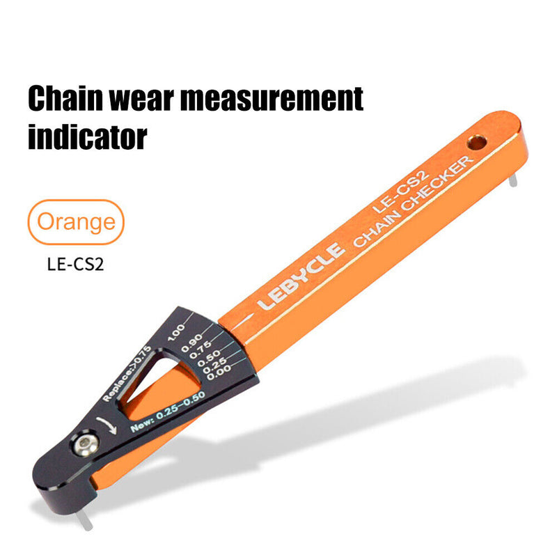 Lebycle MTB Road Bike Chain Wear Indicator Tools Chains Gauge (Orange)