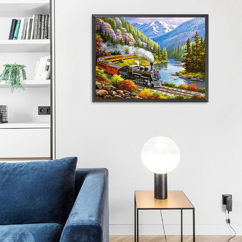 DIY Diamond Painting Train Park Full Round Drill Mosaic Art Picture Rhinestones