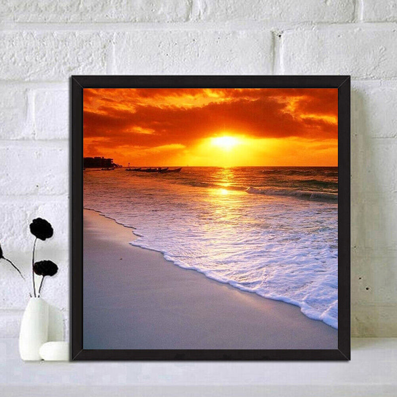 5D DIY Diamond Painting Seawater Sunrise Full Drill Cross Stitch Mosaic Kit
