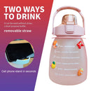 Water Bottle - Sports Water Bottle with Times to Drink Large-Capacity Straw Cup