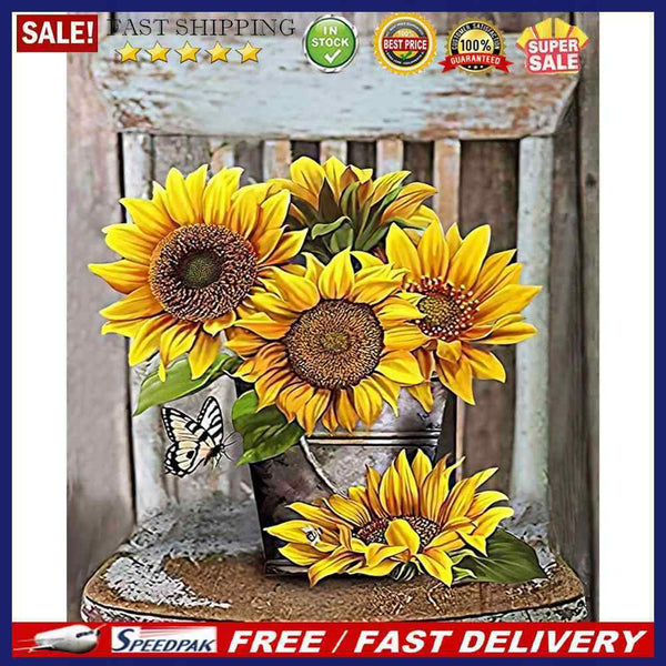 Frameless Oil Paint By Numbers DIY Sunflower Picture Craft Kit for Living Roo