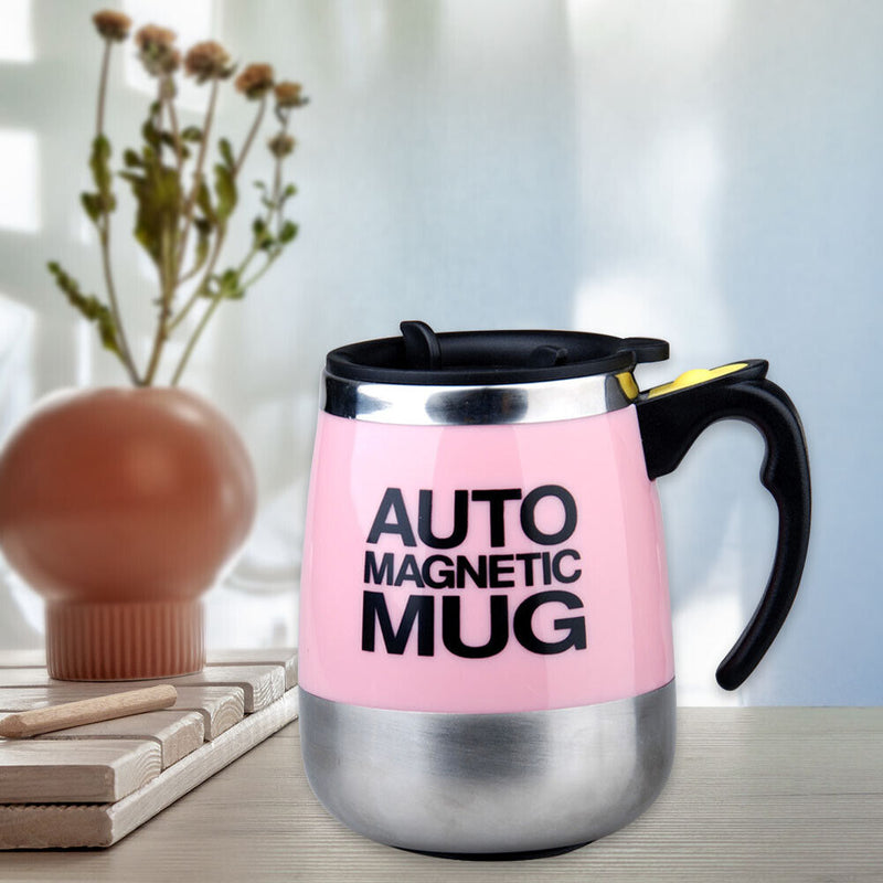 Stainless Steel Self Stirring Mug Auto Electric Coffee Mixing Cup (Pink)