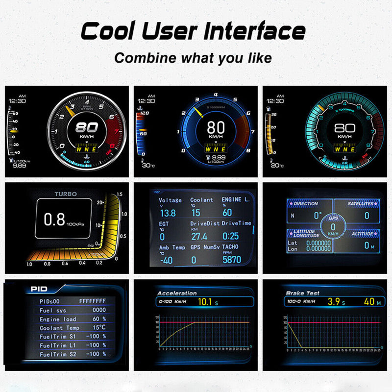 HUD Heads Up Display Professional Car HUD On-Board Computer Gauge for OBDII Cars