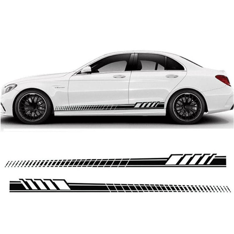 2pcs Car Body Stickers Long Stripe Side Skirt Decoration Decals (Black) Newly