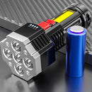 5xLED+COB Bead Strong Flashlight USB Rechargeable Portable Waterproof Torch