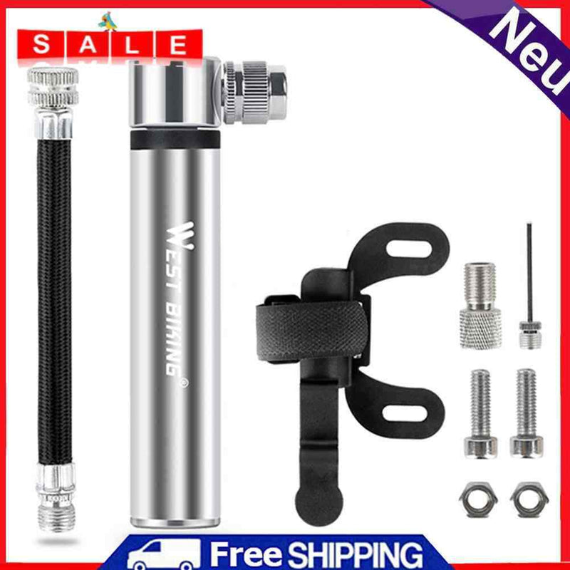 WEST BIKING Mini MTB Air Pump Aluminum Alloy Portable Bicycle Tire Inflator