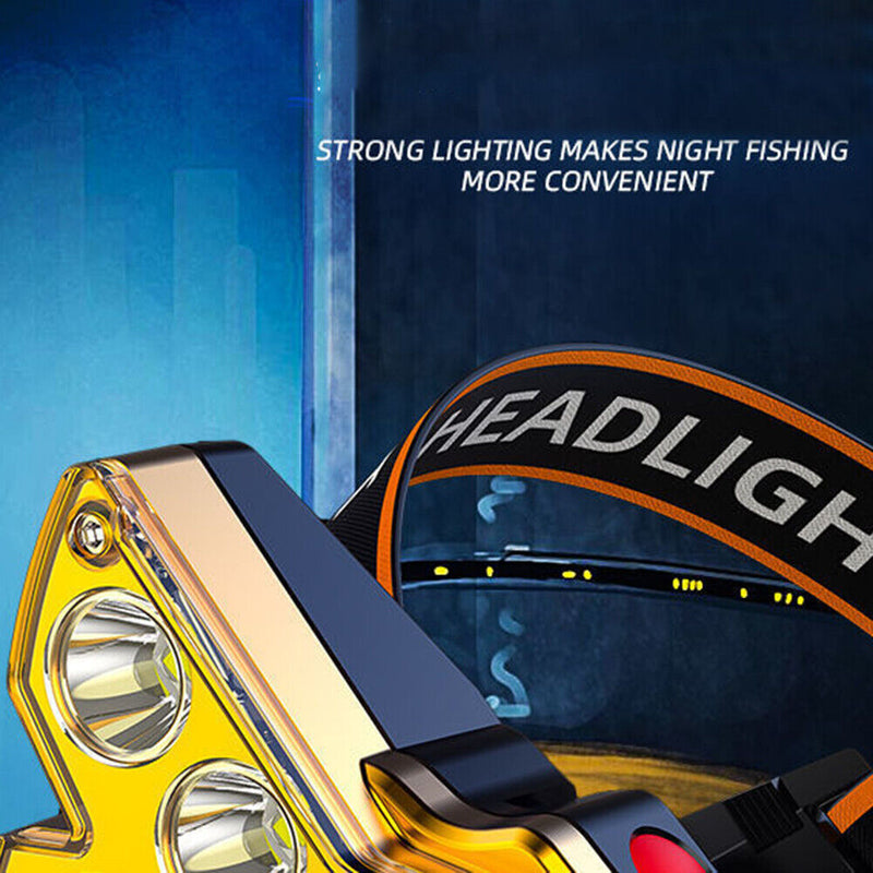 12LED Powerful Night Fishing Headlight USB Rechargeable Long-Range Flashlight