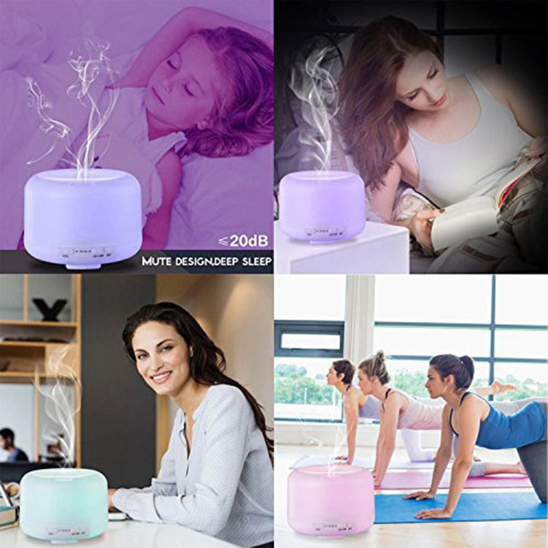 500ML Ultrasonic Timer Humidifier LED 2 Modes Aroma Essential Diffuser(EU)