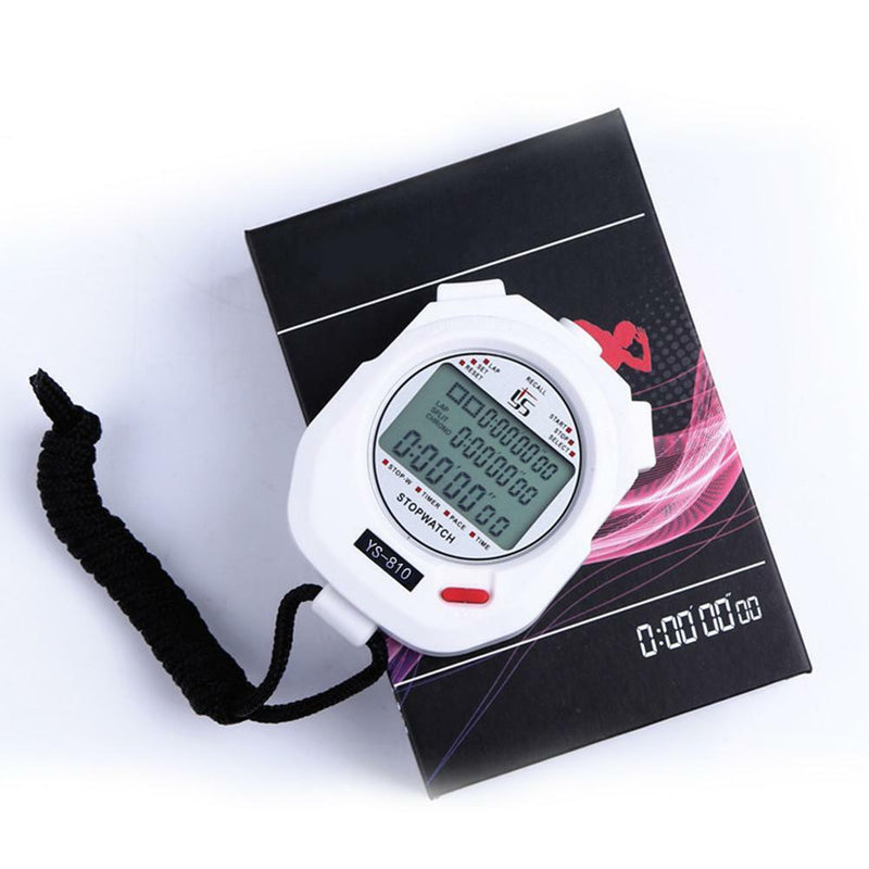 Digital Stopwatch Chronograph Sports Timer Stop Watch (White/ 10 Tracks)