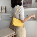 Pure Soft Leather Women Handbag Small Underarm Shoulder Totes Bag (Yellow)