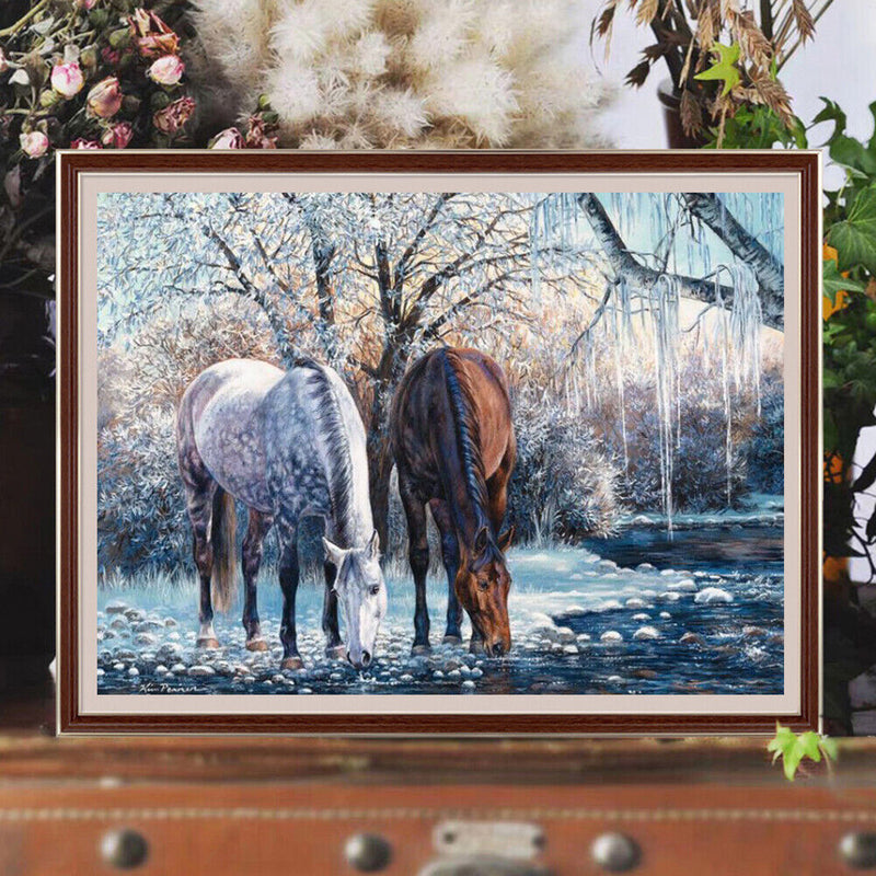 #A 5D DIY Diamond Painting Glacier Horse Kits Full Round Drill Wall Decor Crafts