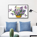 Partial Cross Stitch Kit Eco-cotton 2 Strands Stamped Purple Flower Home Decor
