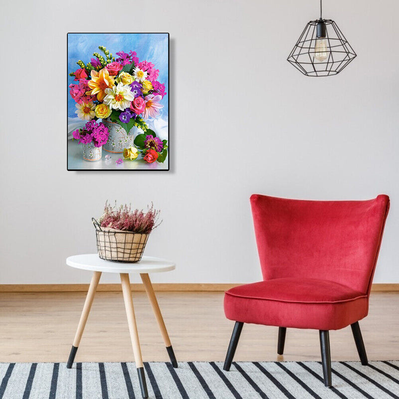 30x40cm Oil Painting By Number Colorful Flower Cluster DIY Drawing No Frame