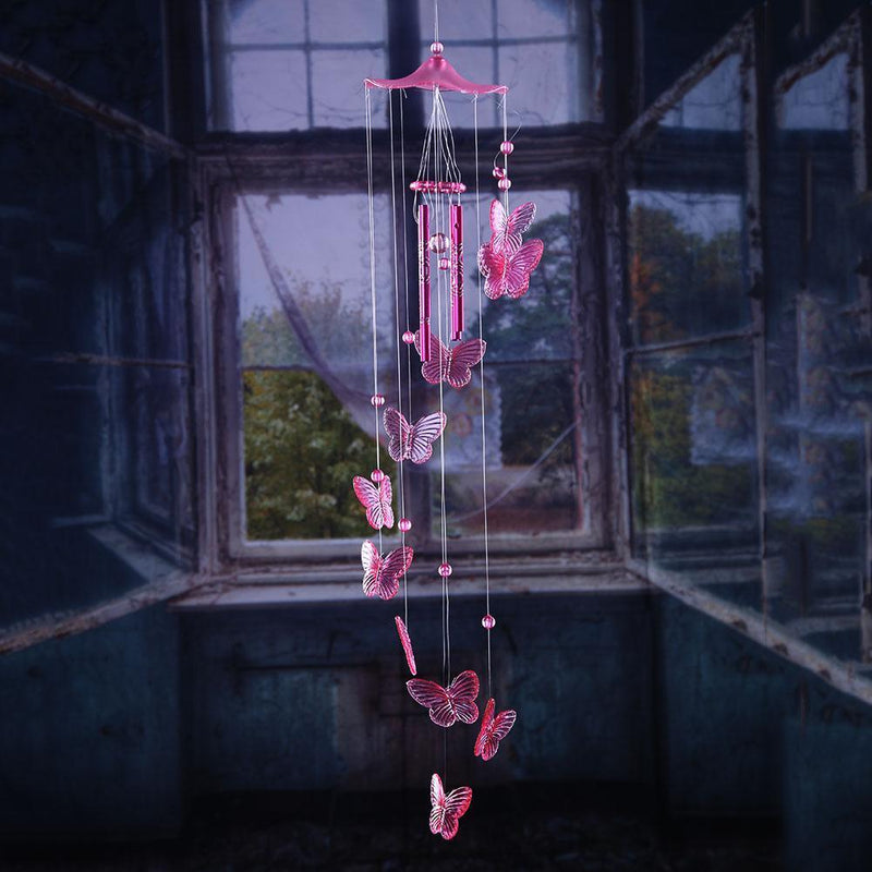 Butterfly Bell Wind Chimes Creative Home Yard Garden Hanging Decor(Pink)