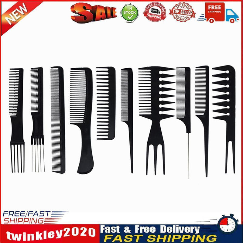 10pcs Ultra Thin Anti Static Straightener Comb Styling Steel Brush (Black) Newly